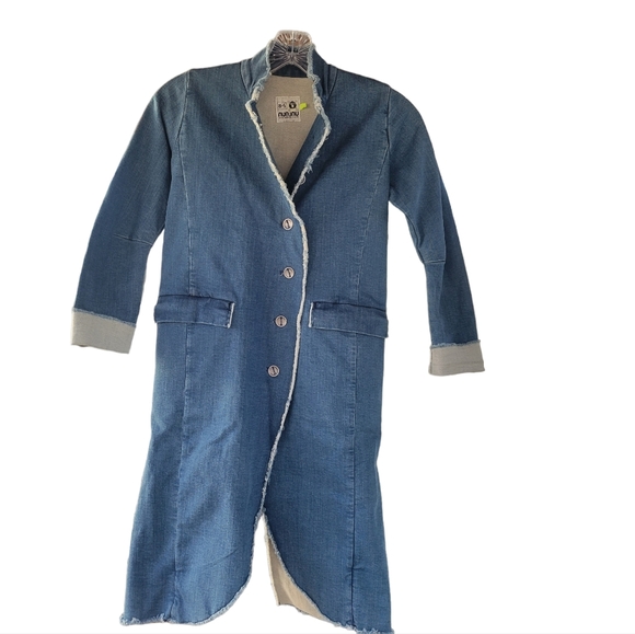 NUNUNU Kids Unisex DENIM MILITARY COAT SIZE 8/9 - Picture 3 of 13